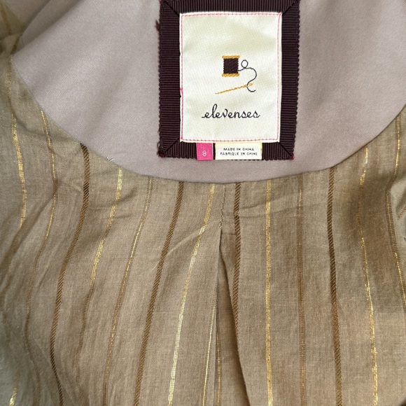 NWOT Elevenses Beige Ruffle Trench Coat with Gold Accents - Picture 7 of 11